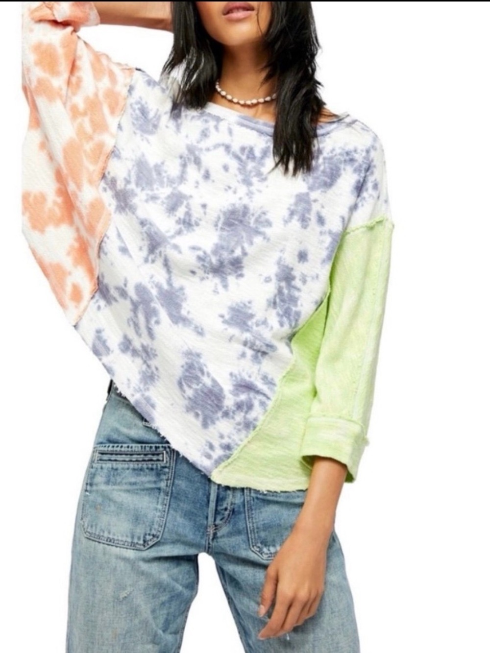 We the free Tie-Dye Colorblock Women's Top - Multicolor